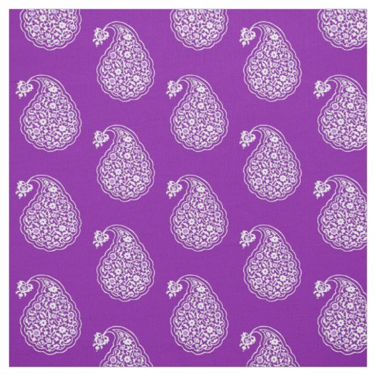 Tissu Paisley perse - blanc sur améthyste violet (Échantillon)