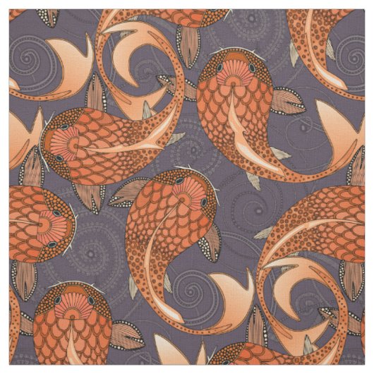 Tissu paisley poisson prune foncée (Échantillon)