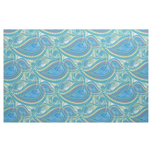 Tissu Paisley-vert bleu violet (Fat Quarter)