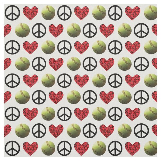 Tissu Paix, amour, conception du base-ball (Échantillon)