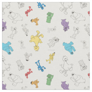 Tissu Pal de rue Sésame   Motif Vintage coloré