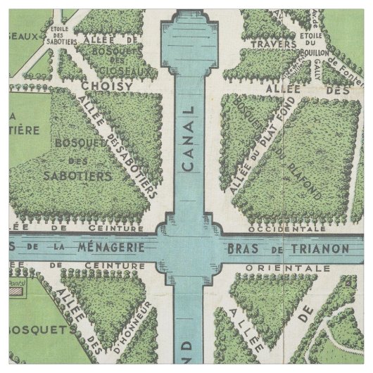 Tissu Palais vintage de carte de Versailles (Échantillon)