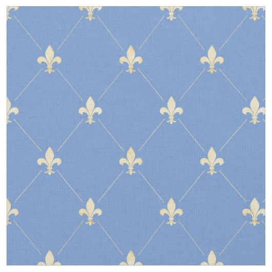 Tissu Pale Gold Fleur-de-Lis Bleu (Fermer)