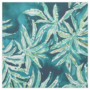 Tissu Palmettes tropicales de marine de PÈRE NOËL