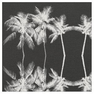 Tissu Palmier tropical noir et blanc moderne élégant
