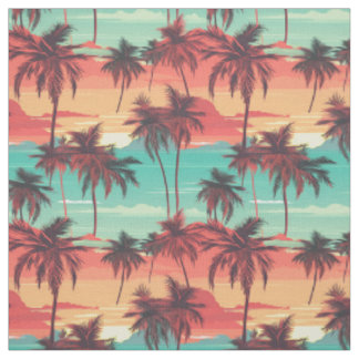 Tissu Palmier Tropical Rétro