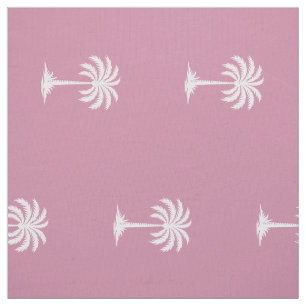 Tissu Palmiers côtiers chics sur rose poussiéreux
