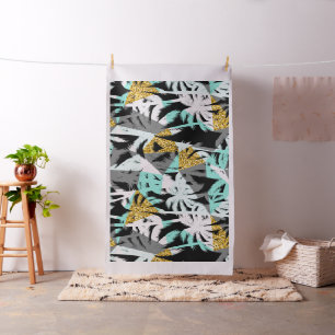 Tissu Palmiers tropicaux motif géométrique abstrait