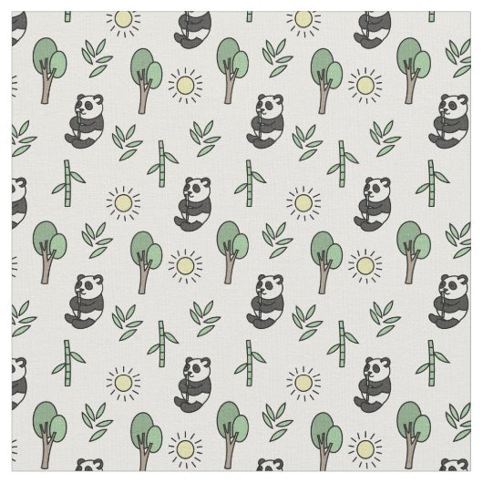 Tissu Panda Bears & Bamboo Motif (Fermer)