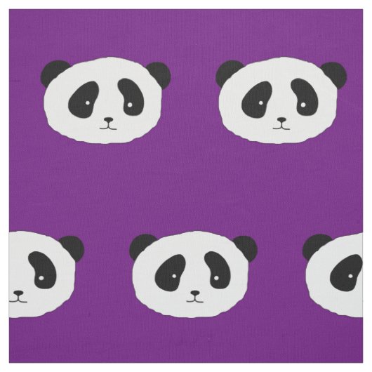 Tissu Panda face motif violet (Échantillon)