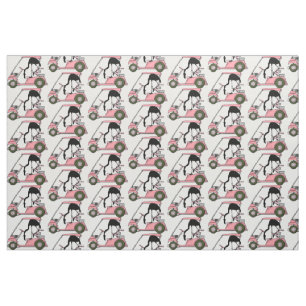 Tissu Panier de golf amusant motif flamant rose