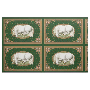 Tissu Panneau médiéval 1/4 yd Unicorne vert dormant