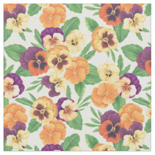 Tissu Pansies sur blanc cassé