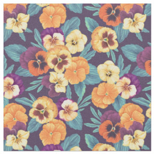Tissu Pansies sur violet de prune