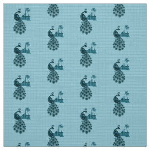 Tissu Paon Bleu Romantique