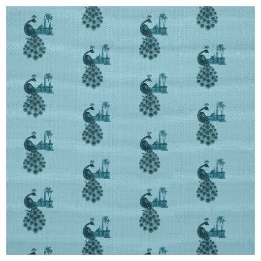 Tissu Paon Bleu Romantique (Échantillon)