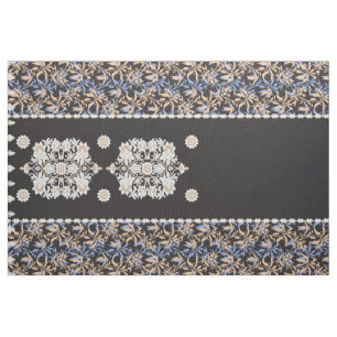 Tissu Papier peint floral noir. Boho Lace Textile