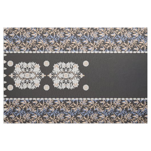 Tissu Papier peint floral noir. Boho Lace Textile (Yard)