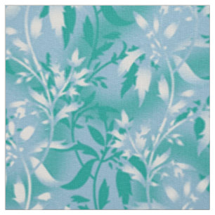 Tissu Papier peint floral turquoise. Textile rouge tige