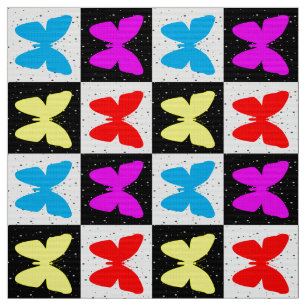 Tissu Papillon À damiers coloré