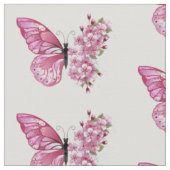 Tissu Papillon à fleurs avec Sakura rose (Détail)