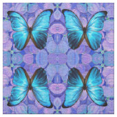 Tissu - Papillon bleu sur Hydrangea (Échantillon)