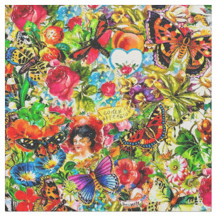 Tissu Papillon coloré de jardin d'agrément vintage