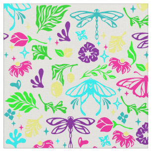 Tissu papillon dragonfly art nouveau floral antique