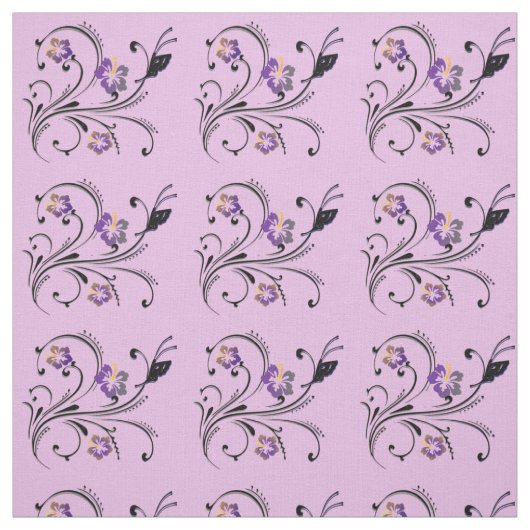 Tissu Papillon et fleurs (Échantillon)