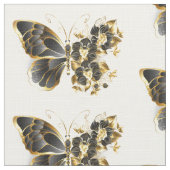 Tissu Papillon fleur d'or avec orchidée noire (Détail)