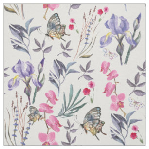Tissu Papillon floral élégant de printemps