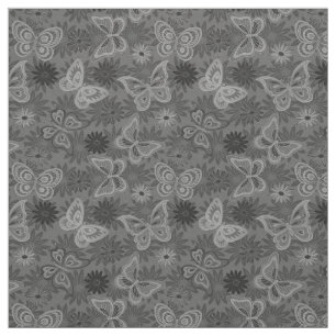 Tissu Papillon floral naturel moderne Silver de luxe