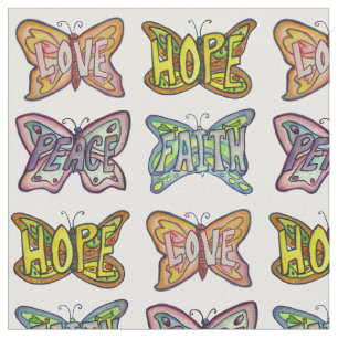 Tissu Papillon Inspirational Word Art Fabric Matériel