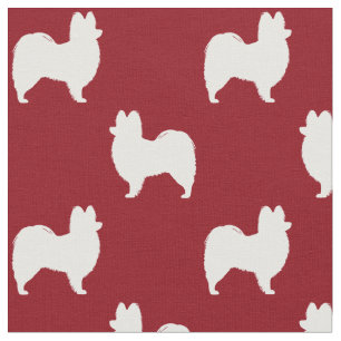 Tissu Papillon Motifs de Silhouettes de Chien Rouge et B