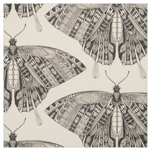 Tissu papillon noir blanc (Échantillon)