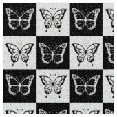 Tissu Papillon noir et blanc À damiers (Fermer)