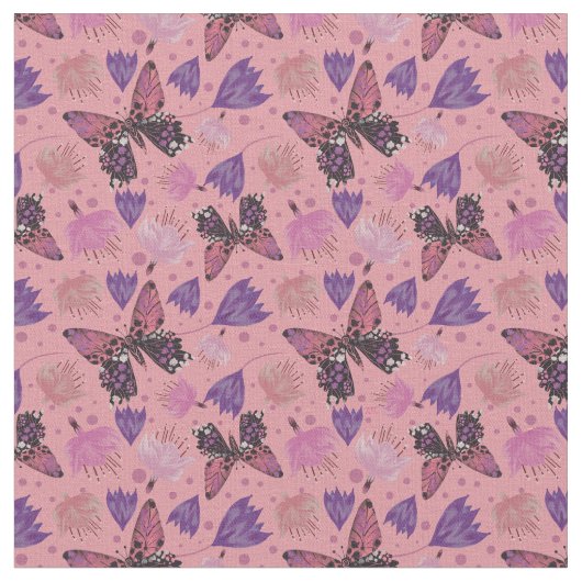 Tissu Papillon rose vintage (Fermer)