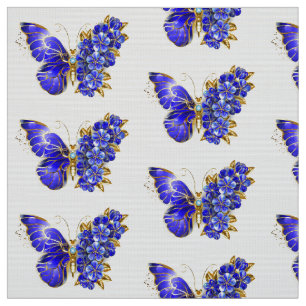 Tissu Papillon saphir à fleurs