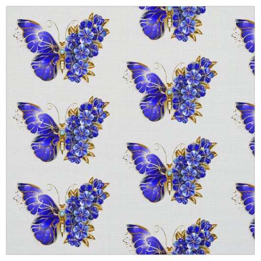 Tissu Papillon saphir à fleurs (Échantillon)
