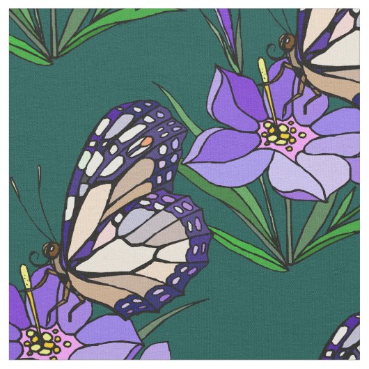 Tissu Papillon sur la fleur pourpre (Fermer)