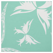 Tissu Papillons blancs Abstraits et Turquoises-verts (Échantillon)