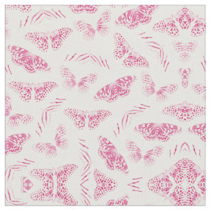 Tissu Papillons blancs rose Fille Motif d'aquarelle