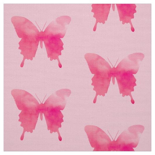 Tissu Papillons d'aquarelle - Fuchsia et rose (Échantillon)