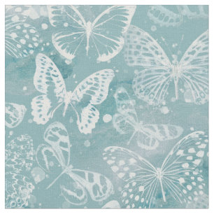 Tissu Papillons en marbre vert de mer