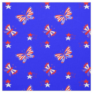 Tissu Papillons et étoiles patriotiques