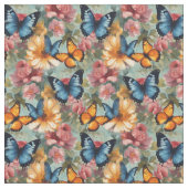 Tissu Papillons et fleurs impressionnistes (Fermer)