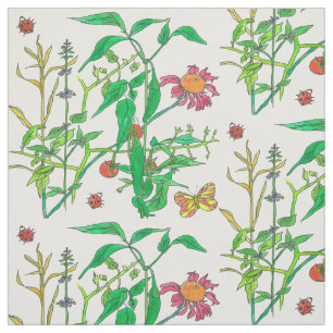 Tissu Papillons Jardin Légumes Ladybug