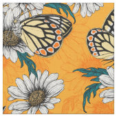 Tissu Papillons Jézabel et fleurs marguerites (Fermer)