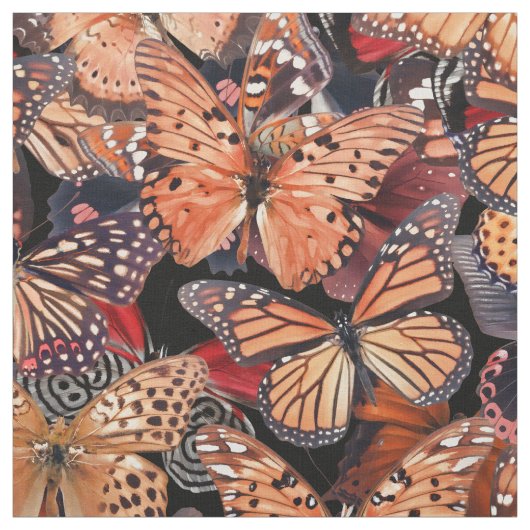 Tissu Papillons orange (Échantillon)