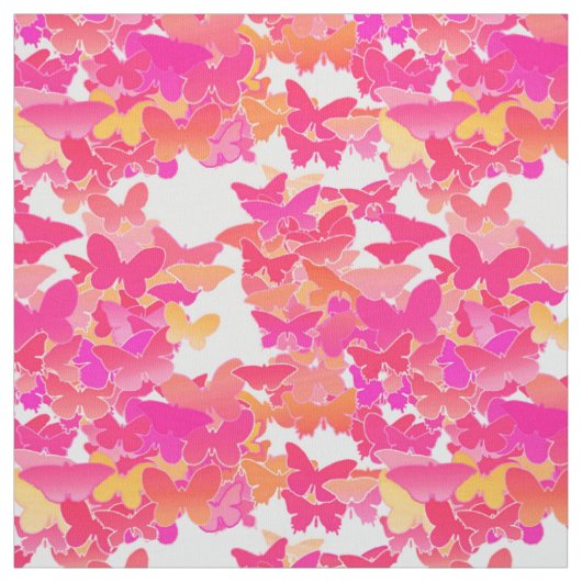 Tissu Papillons, rose, fuchsia et corail (Échantillon)